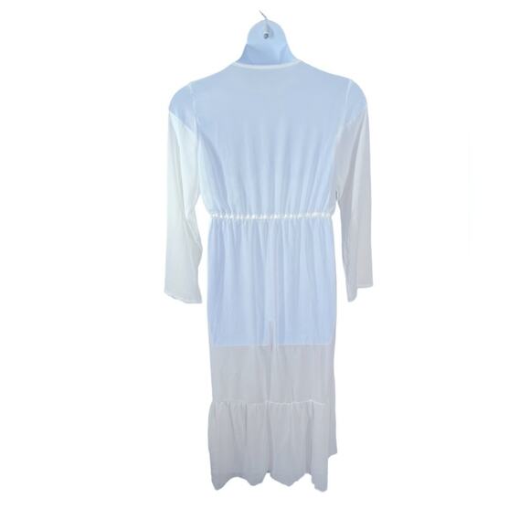 Shein White Sheer Long Ruffle Accent Bridal Robe or Beach Cover Up Size Large - Picture 5 of 9